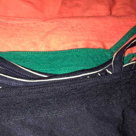 Old Navy Sz L Cami Tank Navy Stripe Coral DarkTeal - Picture 6 of 8